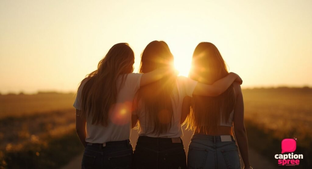 3 friends caption one word
